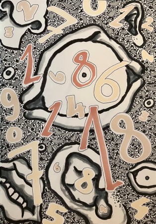 Sans titre, pinceaux à encre, Promarker et stylo, format A4